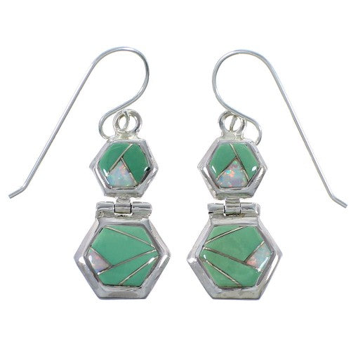 Turquoise And Opal Inlay Silver Earrings CX46939